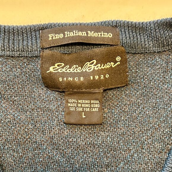 EDDIE BAUER 100% MERINO WOOL DAD SWEATER, LG - Picture 3 of 4